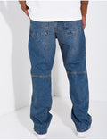 Jeans délavé à fermeture éclaire aux chevilles