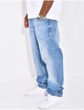Jeans destroy à coutures contrastantes