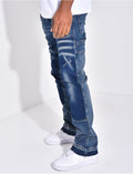 Jeans destroy à empiècements contrastants