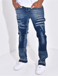 Jeans destroy à empiècements contrastants