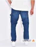 Jeans destroy à empiècements contrastants