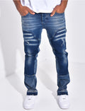 Jeans destroy à empiècements contrastants
