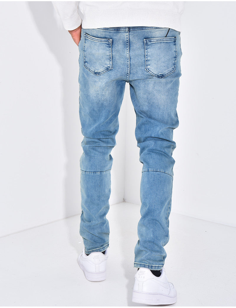 Jeans destroy à fermeture éclaire aux chevilles
