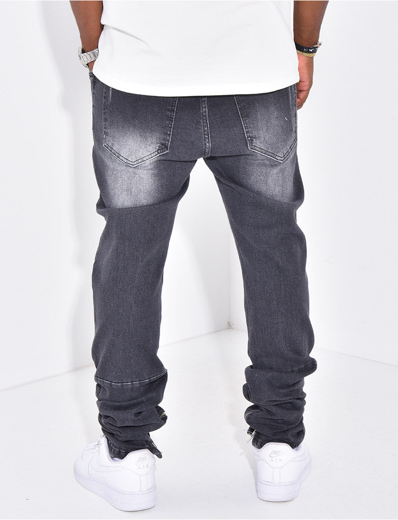 Jeans destroy à fermeture éclaire