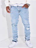 Jeans destroy à tâches de peinture & fermeture éclaire