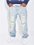Jeans destroy à tâches de peinture