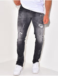Jeans destroy à zip aux chevilles