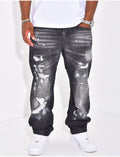 Jeans destroy avec tâches de peintures