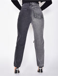 Jeans destroy bi-color coupe droite