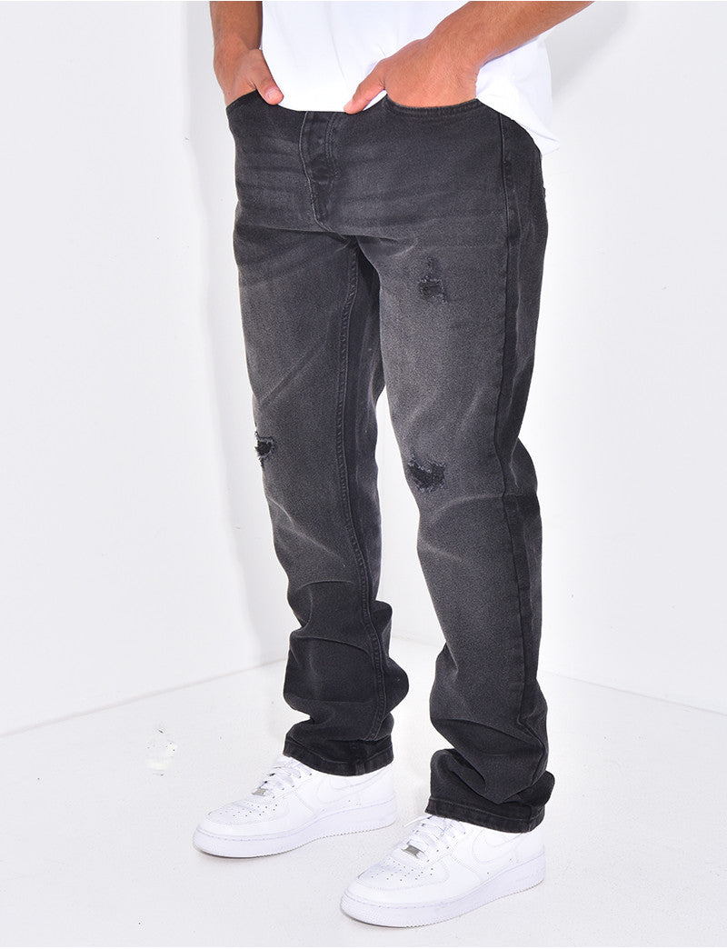 Jeans destroy coupe droite