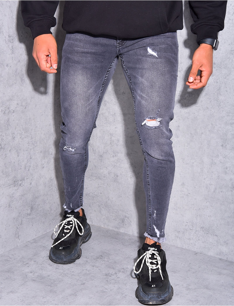 Jeans destroy effiloché aus chevilles