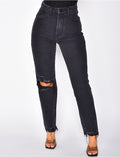 Jeans destroy taille haute