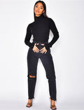 Jeans destroy taille haute