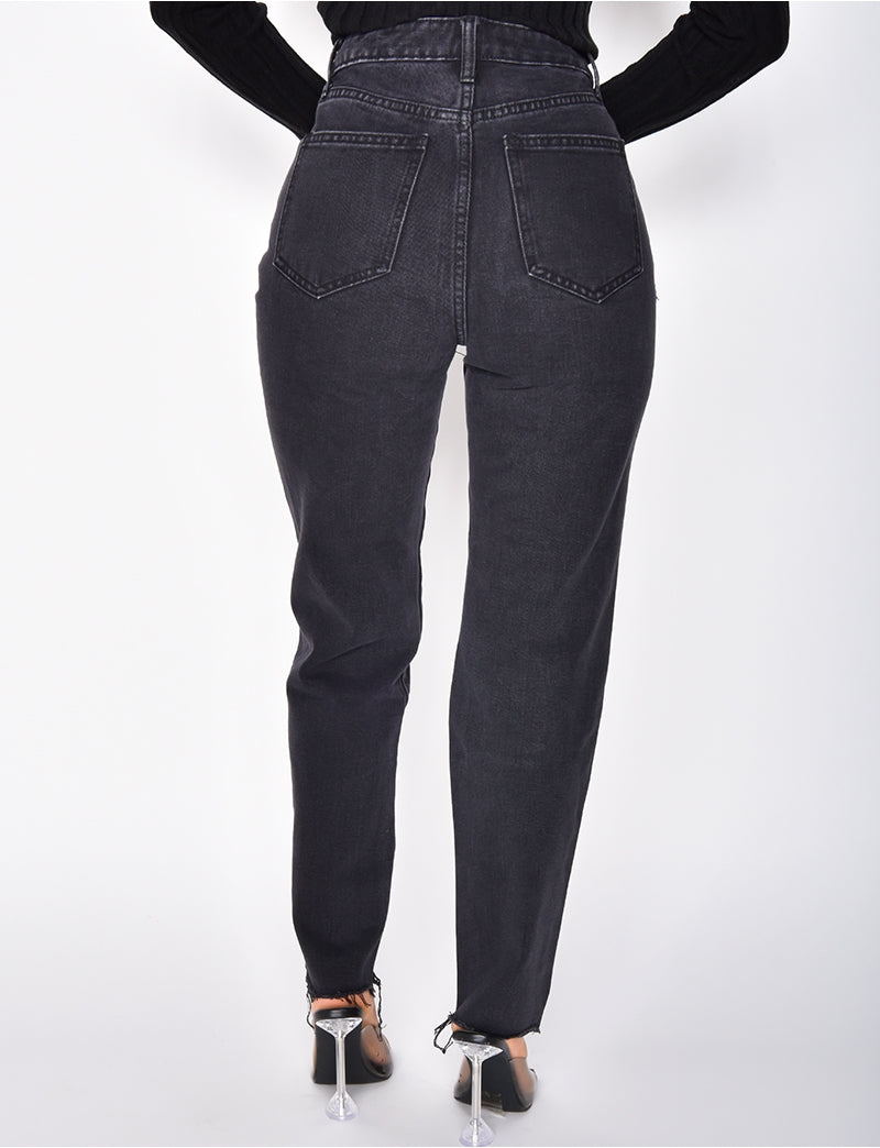 Jeans destroy taille haute