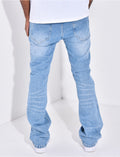 Jeans évasé à couture contrastante