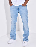 Jeans évasé à couture contrastante