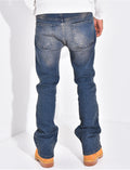 Jeans flare à couture contrastante