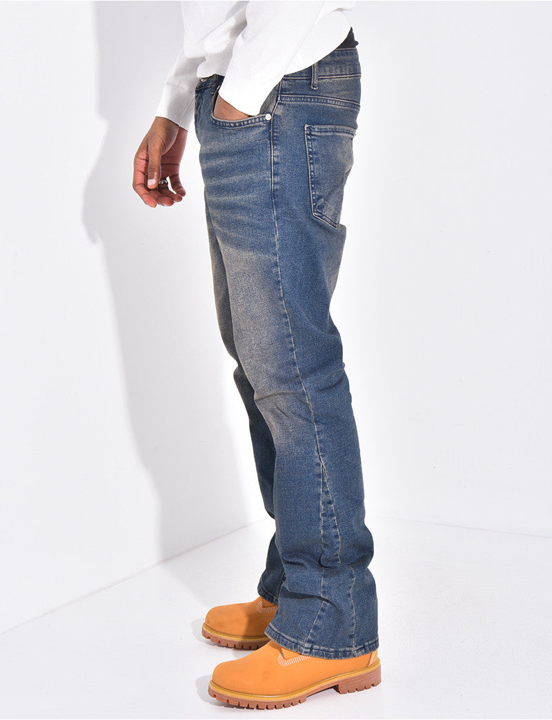 Jeans flare à couture contrastante