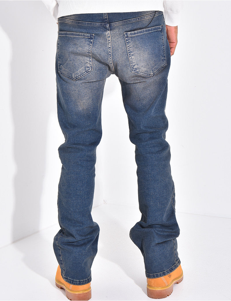 Jeans flare à couture contrastante