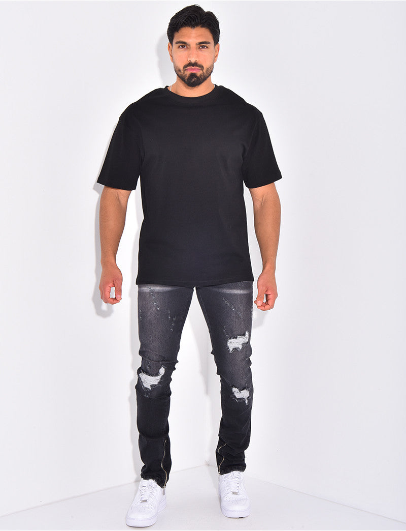 Jeans flare à coutures contrastantes