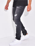 Jeans flare à coutures contrastantes