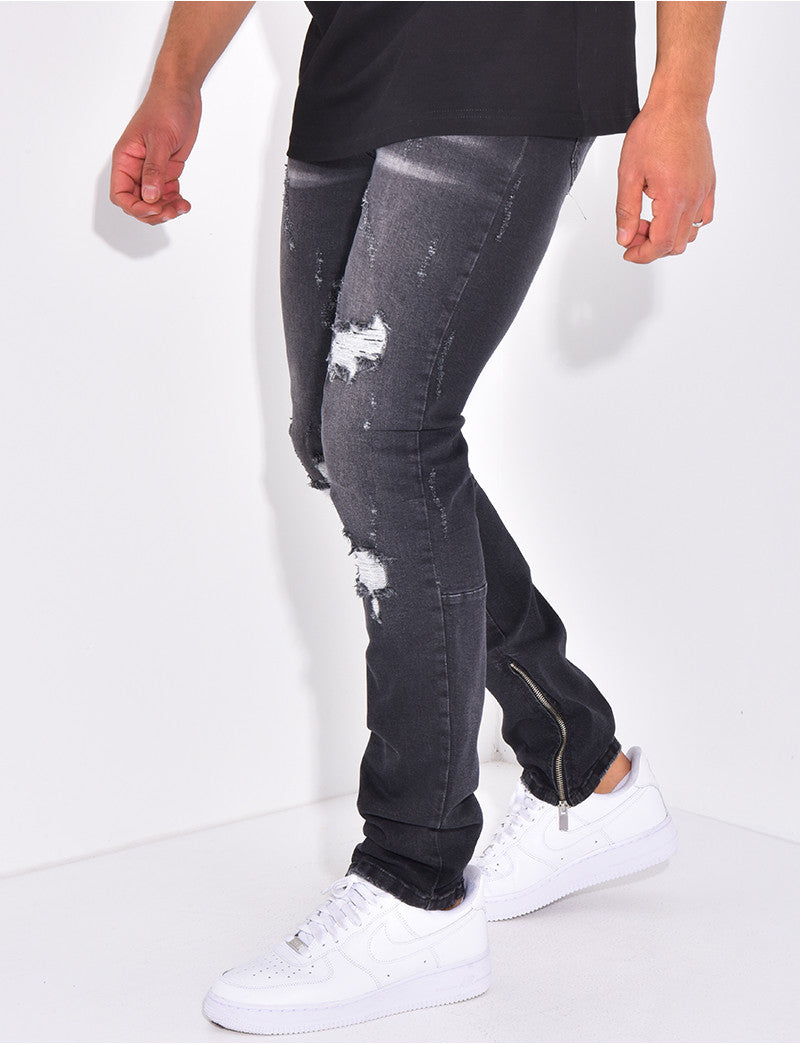 Jeans flare à coutures contrastantes