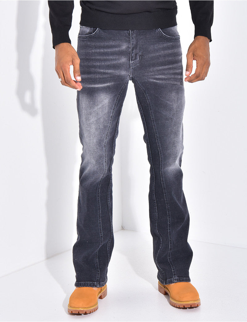 Jeans flare à couture contrastante