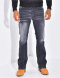 Jeans flare à couture contrastante