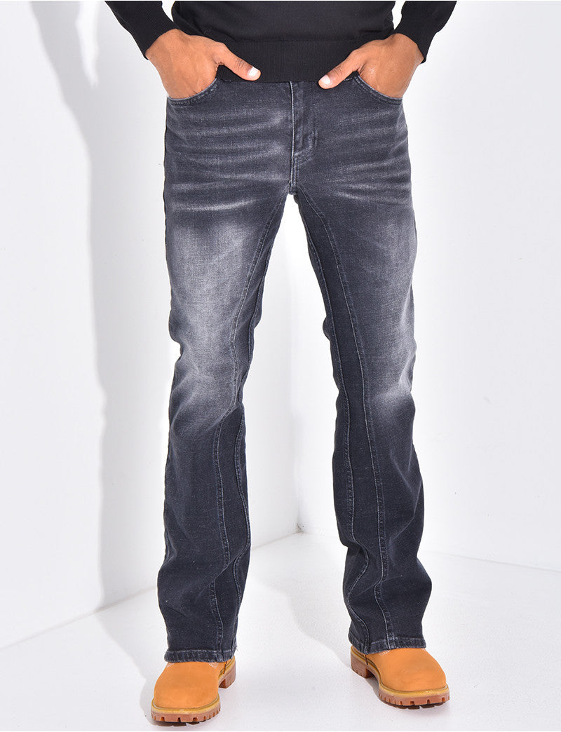 Jeans flare à couture contrastante