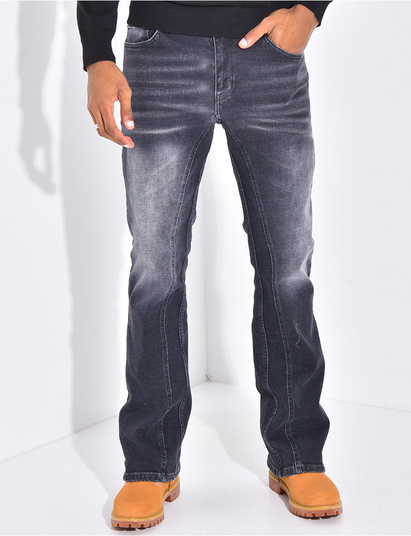 Jeans flare à couture contrastante