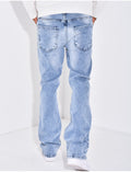 Jeans flare destroy à couture contrastante