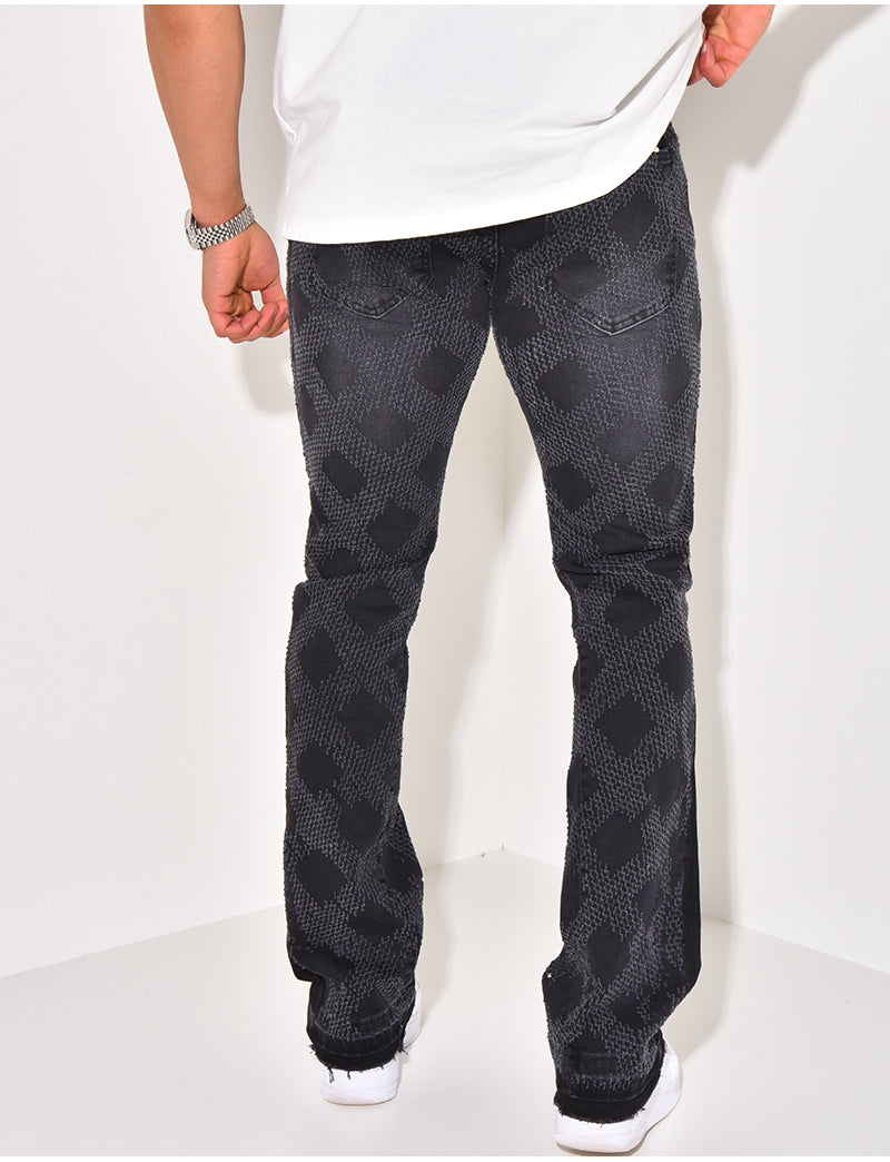 Jeans flare à perle