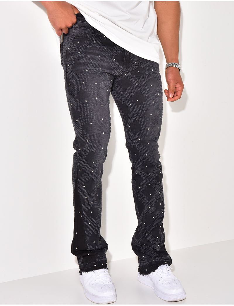 Jeans flare à perle