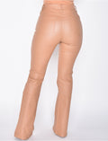 Jeans huilé taille haute taupe