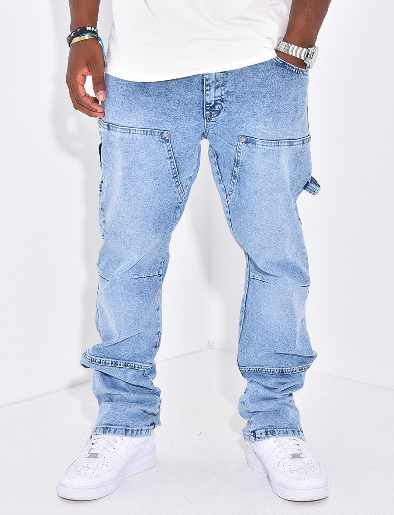 Jeans large à fermeture éclaire aux chevilles
