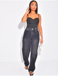 Jeans coupe ballon à taille mi haute