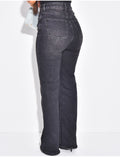 Jeans coupe droite noir délavé stretchy