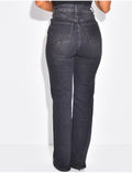 Jeans coupe droite noir délavé stretchy