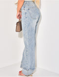 Jeans coupe droite à revers
