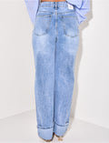 Jeans coupe droite à revers