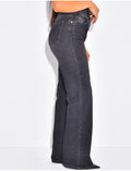 Jeans coupe droite stretchy à boutonnière croisée