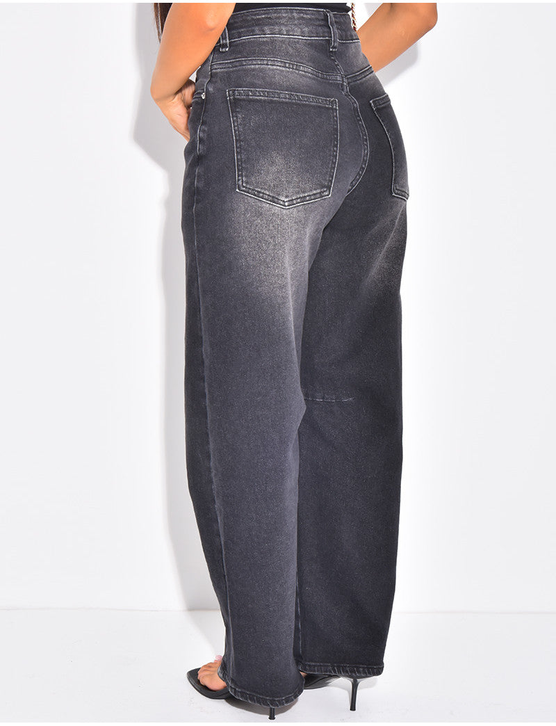 Jeans coupe ballon à taille mi haute