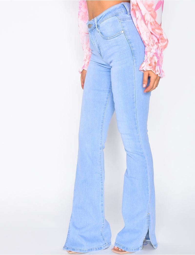 Jeans patte d'eph à fentes