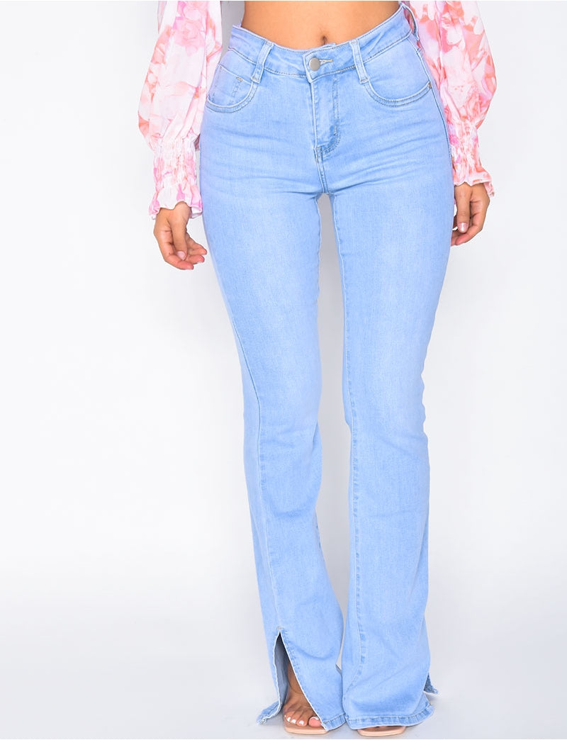 Jeans patte d'eph à fentes