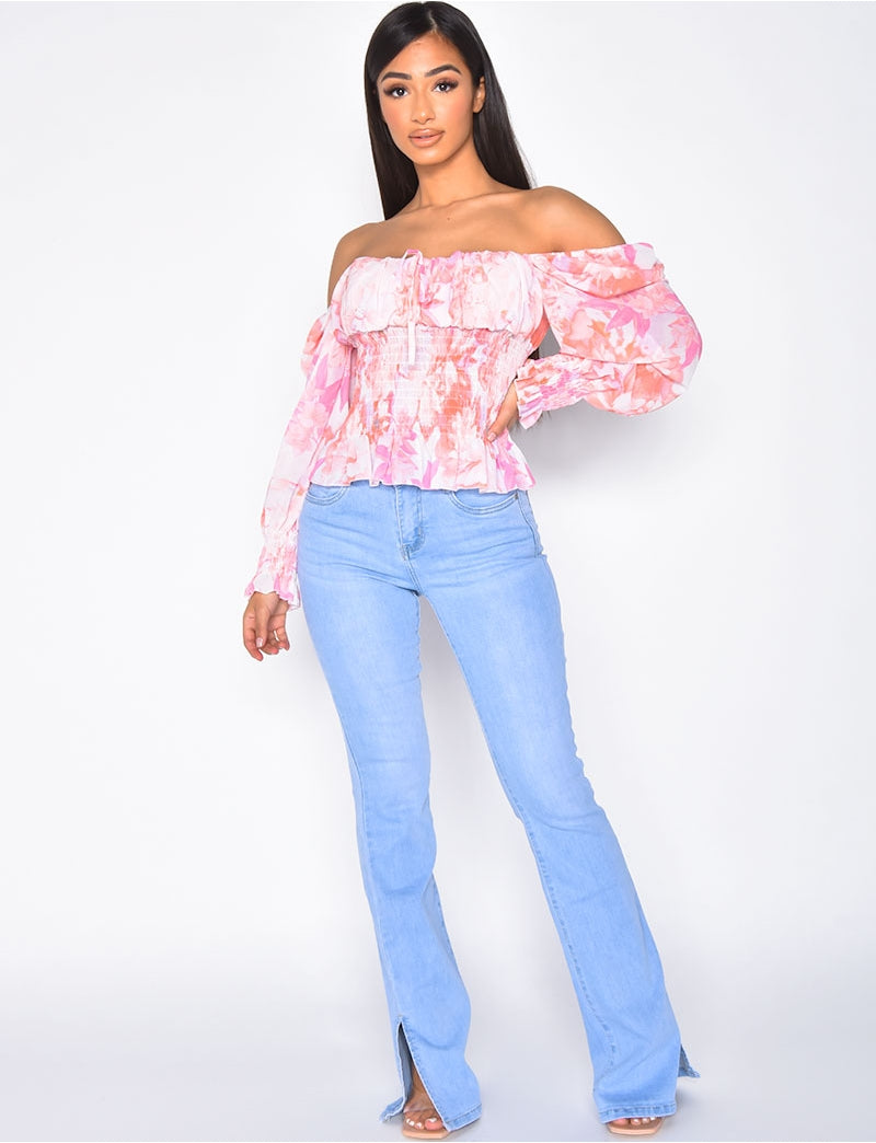 Jeans patte d'eph à fentes