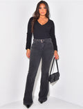 Jeans taille haute & flare à ceinture