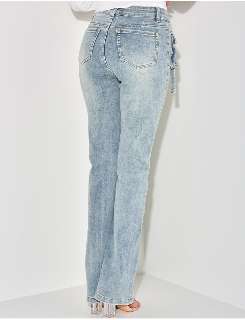 Jeans patte d'eph stretchy poches avant style cargo