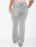 Jeans flare taille basse à délavage vintage