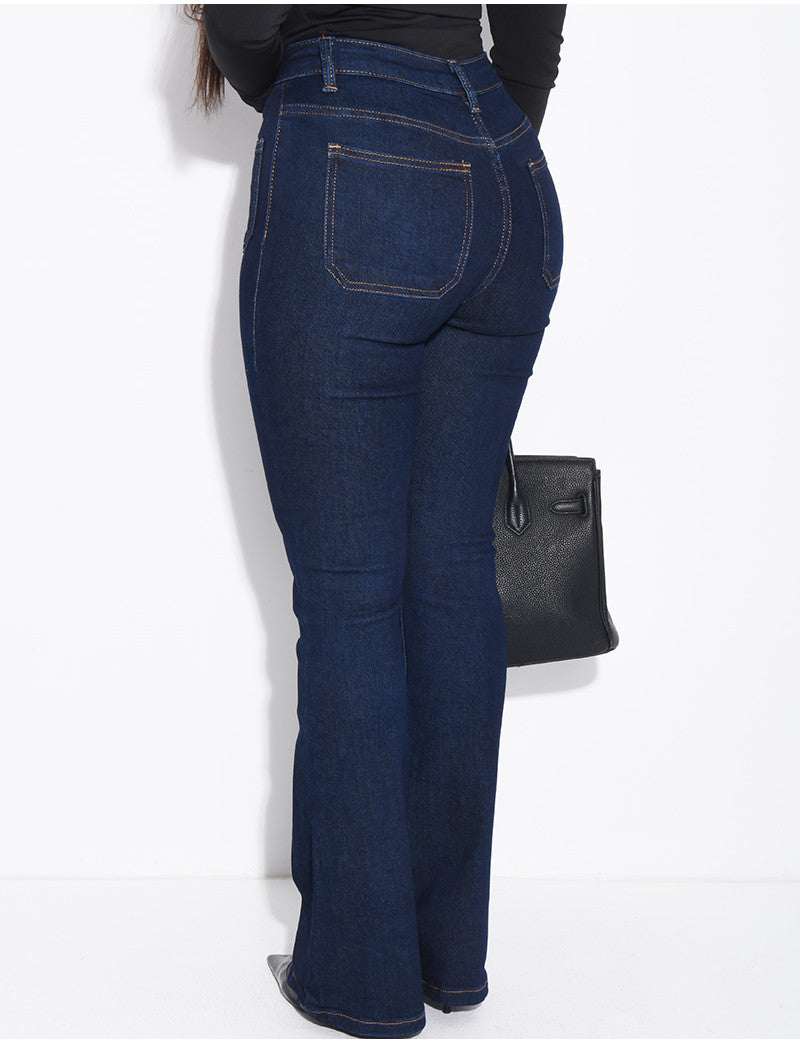 jeans flare stretch à poches sur l'avant
