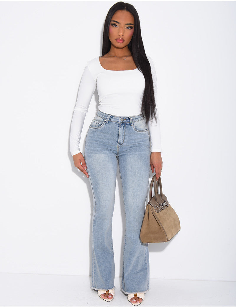 Jeans flare stretchy taille haute